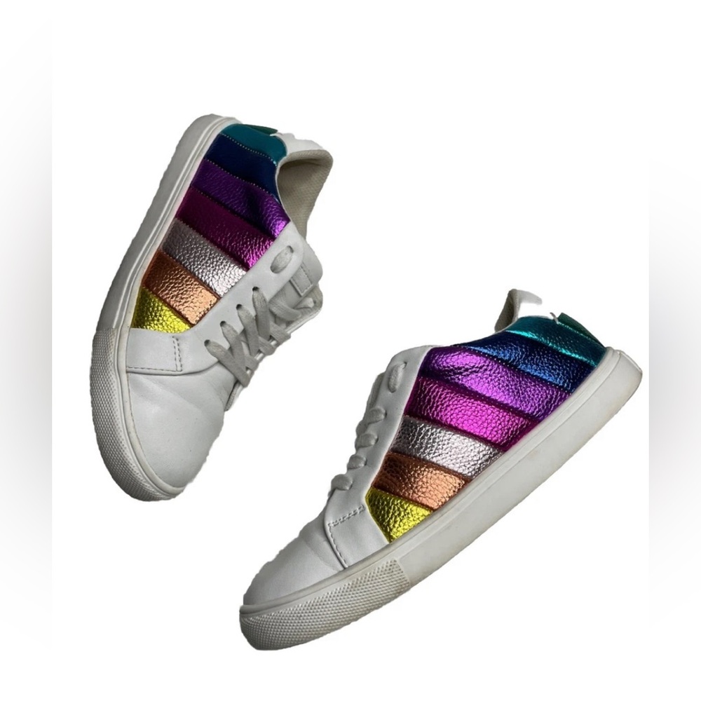 Kurt Geiger London shoes sz 5 Mini Lane Stripe Rainbow Signature